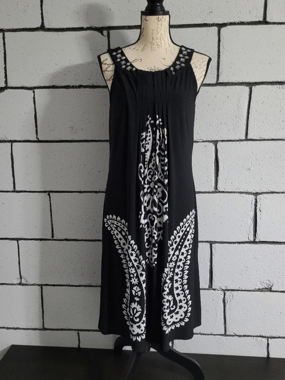 BUNDLE SALE!  Just Taylor Black & White Patterned Midi Dress Sz 12